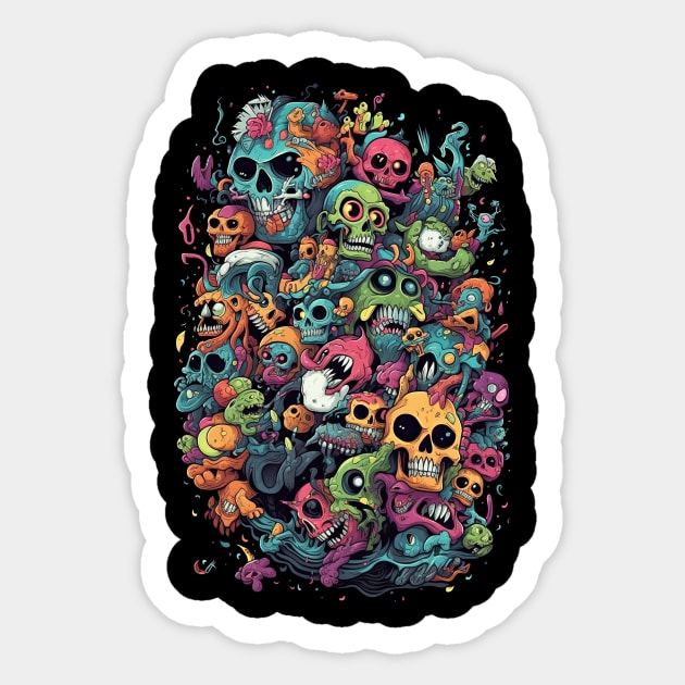 Colorful Cartoonish Skulls & Monsters Sticker by Spice Flow Designs